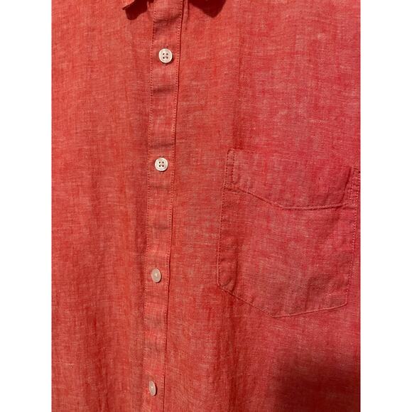 Marc Anthony Red Linen Short Sleeve Button Down Shirt Collared Solid Cotton XXL - Picture 4 of 8